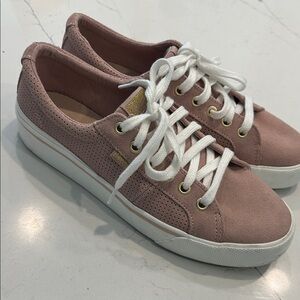 Dusty rose pink perforated,‎ leather Keds 8.5